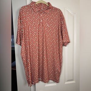 Rhoback Men's Red and White Rose Bachelor Casual Shirt